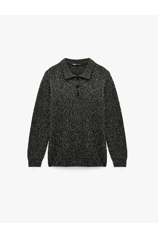 Koton Regular Fit Düğmeli Polo Yaka Triko Kazak Antrasit 6wam70052ht