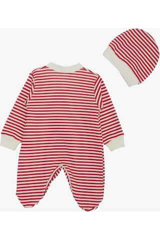 Breeze Kız Bebek Patikli Tulum Çizgili 0-6 Ay, Fuşya-Fuşya