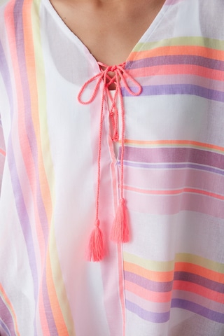 Penti Çizgili Neon Kaftan Çok Renkli