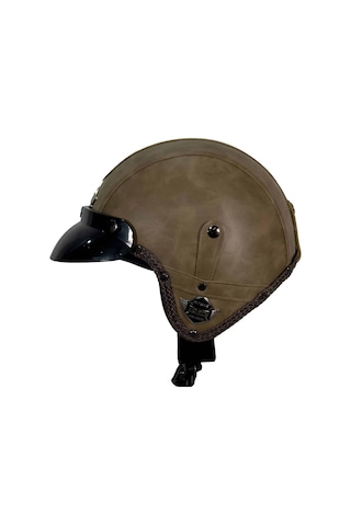 Tex 701 Jyt Kahverengi Deri Açık Kask Camsız