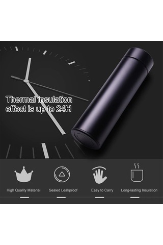 Leezsing 500ml Isı Yalıtımlı Matara - 24 Saat Sıcak/soğuk Tutar, 304 Paslanmaz Çelik İç, Ergonomik Siyah