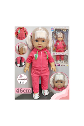 Büyük Boy Et Bebek 46cm Kokulu Kutulu Model Bebek Eşofmanlı Tina Bebek 46cm Pembe