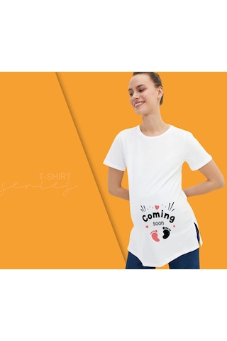 Bk Gift Espri Tasarımlı Beyaz Hamile Tişörtü, Hamileye Hediye, Yeni Anne Hediyesi, Arkadaşa Hediye-3 001