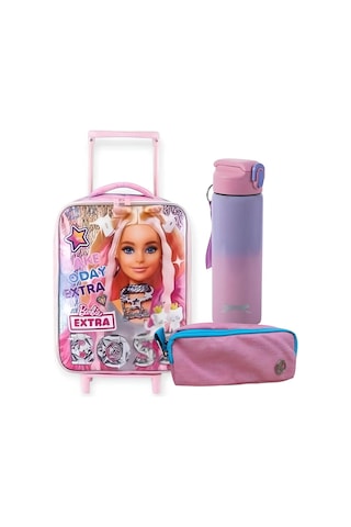 Ottonya Barbie Çekçekli Anaokulu Çantasısanslı Çelik Matara L Pembe