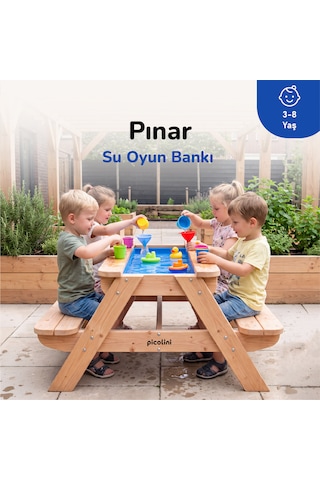 Ovlo Çocuk Su Havuzlu Etkinlik Masası 3-8 Yaş 4 Kişilik Pınar Naturel
