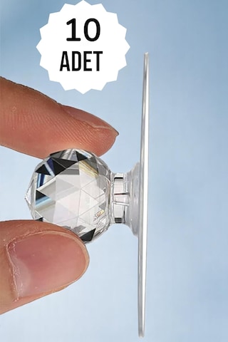 10 Adet Yapışkanlı Kristal Görünümlü Tutacak Yapışkanlı Çekmece Kulpu Yapışkan Askı Şeffaf