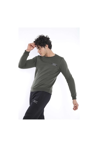 Escetic Erkek Spor Haki Kışlık Sweatshirt Takım, 3 İplik (İçi Şardonlu) K