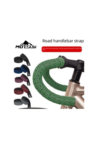 Gajeena Yol Bisikleti Silikon Anti-kayma Sarma Bandı - Arı Hücresi Desenli Microx+eva El Tutucu Kayış Yeşil Çok Renkli