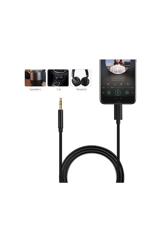 Teknetstore Samsung Xiaomi Uyumlu Aux Kablosu Type-c To Jack Çevirici Dönüştürücü Beyaz Bluetooth Gerektirmez