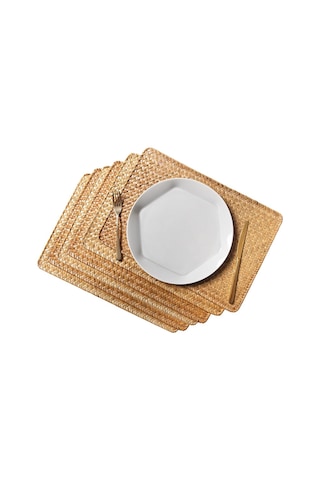 Mutfak Matı Dokuma Amerikan Servisleri 6'lı Set, Doğal Denizotu Isıya Dayanıklı Kahverengi