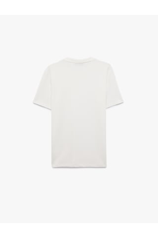 Koton Bisiklet Yaka Viskon Karışımlı Kısa Kollu Basic Slim Fit Tişört Beyaz 6sam10285mk
