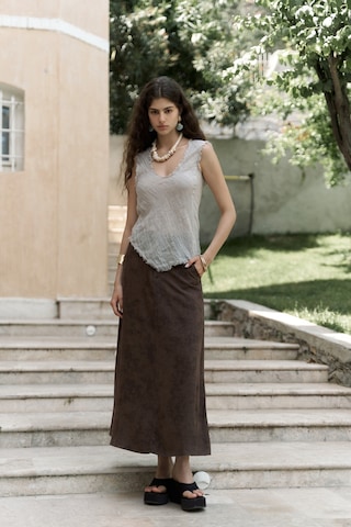 Garias Cepli Uzun Batik Desenli Kahve Etek Kahve