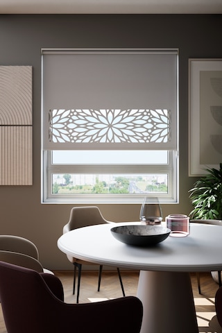 Lazer Kesim Mat Stor Perde, Lazer Kesimli Modern Serisi, M-131005 Gri Renk Gri