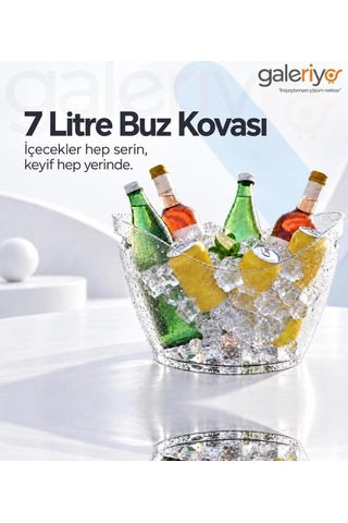 Galeriyo 7 Lt. İçecek Ve Buz Kovası Taşınabilir Seffaf Şeffaf