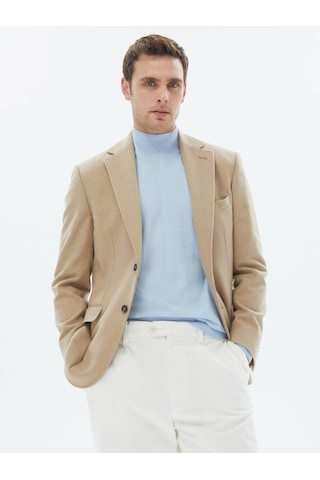 Kip Bej Düz Modern Fit Yün Karışımlı Ceket Çok Renkli