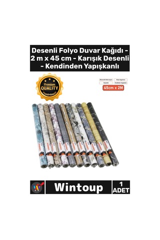 Folyo Dekoratif Desenli Folyo Ev Ofis Duvar Kağıdı Şık Desenli Kendinden Yapışkanlı 2 Metre X 45 Cm