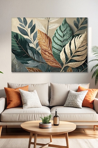 Büyük Yapraklar Kanvas Tablo - Modern Duvar Tablosu - Canvas Tablo - Duvar Dekorasyonu - Duvar Süsü
