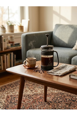 400 Ml French Press Borosilikat Cam Kahve Ve Bitki Çayı Demleme Filtresi - Siyah