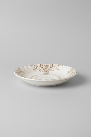 6 Kişilik Salkım Desen Yaldızlı Çay Tabağı 12cm Beyaz