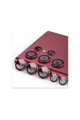 Samsung  Galaxy Uyumlu   S23 Ultra Valdez Metal Kamera Lens - Kırmızı