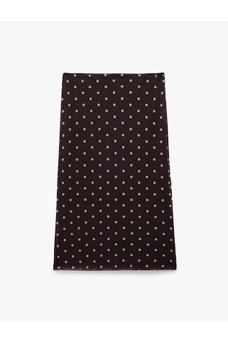 Koton Slim Fit Puantiyeli Midi Tül Etek Kahverengi Desenli 6sal70104ık