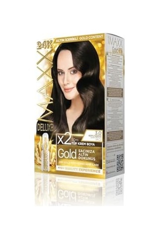 Serisi 24k Altın Parçacıklı Serum İle 1 Kutu 2 X 50 Ml Ve Geliştiriciler Saç Boyası Koyu Kahve 3.0