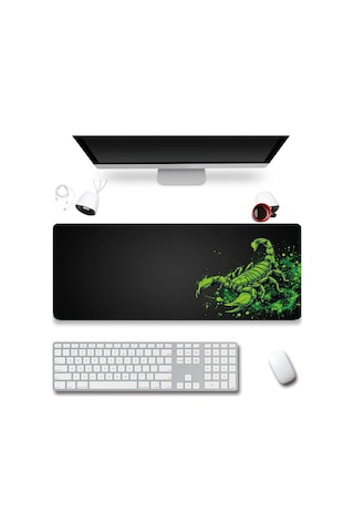 Sonictouch Neon Yeşili Akrep Kusursuz Hassasiyet Dikişsiz Xxl Gamer Oyuncu Klavye Mouse Pad 40x90cm Mousepad