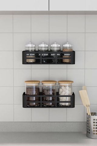 Banyo Düzenleyici Organizer Şampuanlık Havlupan Askısı Havluluk Siyah Banyo Duş Rafı Mutfak Rafı Çok Renkli