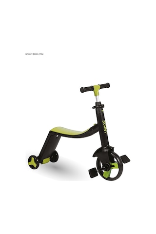 Boony Yeşil Çocuk Scooter- Bisiklet 1 Ürün 3 Özellik 50 Kg Taşıma Kapasiteli Yeşil