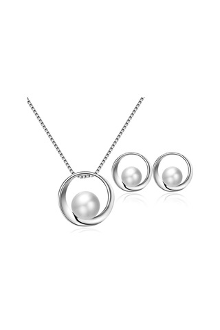 Pearl Inci Taşlı Silver Gümüş Kaplı Kolye Küpe Sade Şık 14 Şubat Sevgililer Günü Hediye Takı Seti