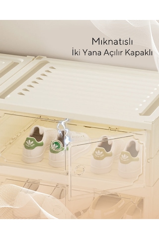 6 Raflı Çok Amaçlı, Geniş, Katlanabilir Dolap, Ayakkabılık Ve Raf Krem
