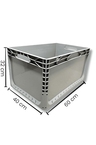 Alpbx 1.kalite Gri Plastik Kasa 60x40x32 Cm - Kutu 65 Litre
