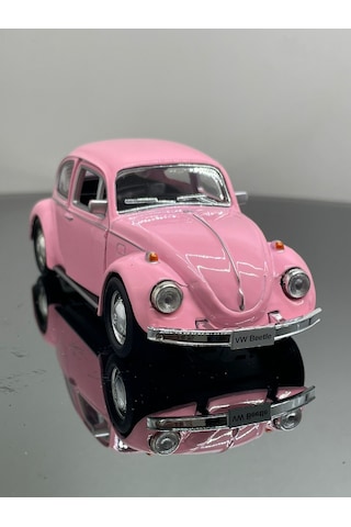 Volkswagen Beetle 1:32 Ölçek Metal Çek Bırak Model Araba 12 Cm - Pembe