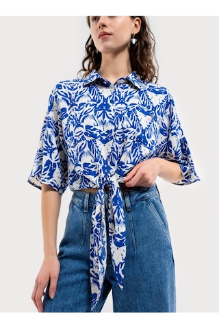 Regular Fit Kadın Gömlek K.kol Mavi