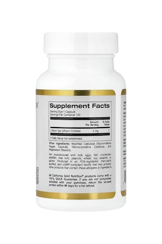 California Gold Nutrition, Lithium Orotate, 5 Mg, 120 Veggie Capsules