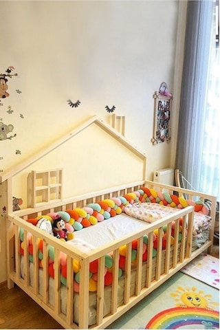 Köşk_Mobilya Masal Montessori Bebek Ve Çocuk Karyolası Doğal Ahşap Yatak