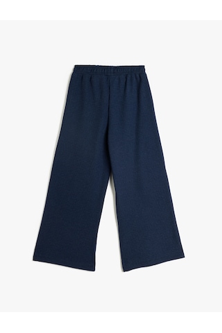 Koton Bol Paça Pantolon Rahat Kesim Beli Lastikli Dokulu Lacivert 5wkg40151ak Lacivert
