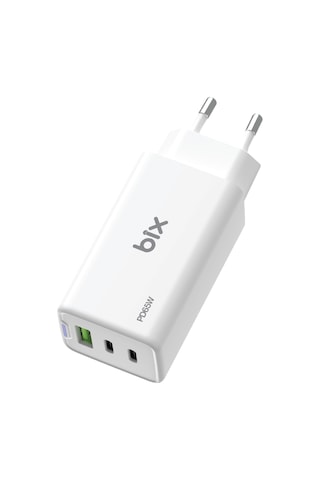 Bix BX3P66G GaN 65W Üç Portlu Şarj Cihazı Beyaz