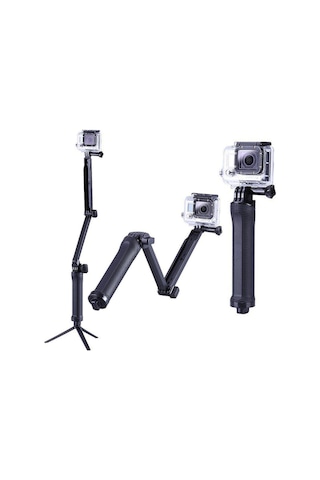 Katlanabilir 3 Way Çok Yönlü Aksiyon Kamera Gopro İle Uyumlu Tripod Monopod Siyah