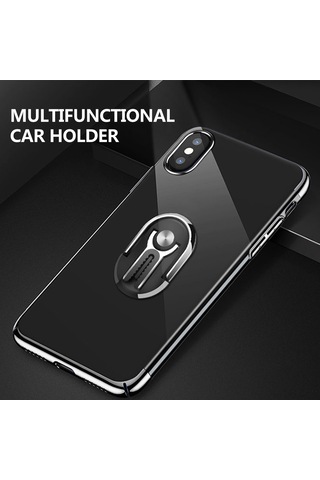 Suofeng Araç Vantilya Telefon Tutucu 360 Döner Çift Fonksiyonlu Zincir Alaşımlı Parmaklı Telefon Stantı Pembe