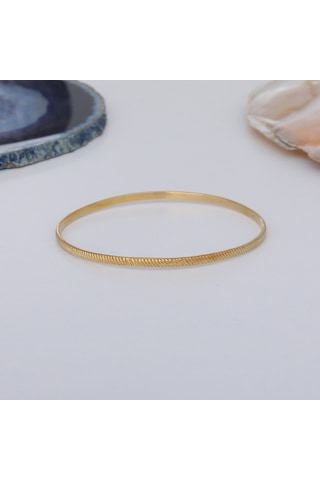 14 Ayar Altın Kaplama Ray Desenli Ajda Gümüş Bilezik - Bv00111 Altın