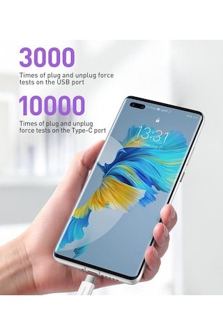Baseus Super Şarj USB to TYPE-C PD 66W Şarj Kablosu Huawei Xiaomi Şarj
