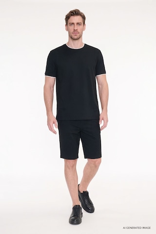 Ac&co Erkek Sıyah Slim Fit Dar Kesim Yan Cepli Gofre Desenli Esnek Şort Siyah