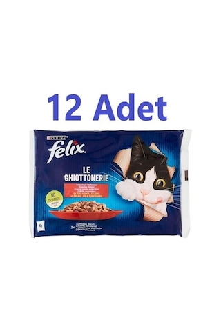 Purina Felix Multipack Sığır ve Tavuk Etli Yetişkin Kedi Maması 12'li 4 x 85 G