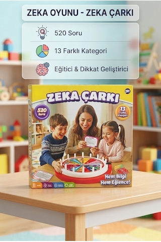 520 Sorulu Zeka Çarkı Eğitici Kutu Oyunu 13 Farklı Kategori İle Zeka Ve Dikkat Geliştirici Oyuncak