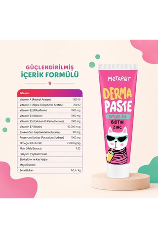 Tüy Dökülme Önleyici Biotinli Kedi Maltı 100 G, Omega 3-6 Ve Çinko