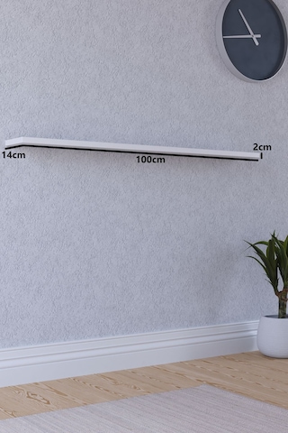 Yankı-BYEG 100 cm Mat Beyaz Mdf Duvar Rafı Gizli Bağlantı Kitaplık
