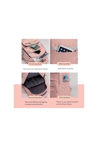 Mufunye Kadın Çanta Lüks Nilon Sırt Çantası Geniş Hacimli Okul Çantası Omuz Ağrısı Azaltıcı Askılı Tasarım Yan Ceplerle Pembe Renkli Spor Çanta Çok Renkli