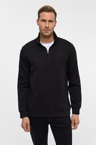 Süvari Siyah Regular Düz Yarım Balıkçı Yaka Sweatshirt Siyah