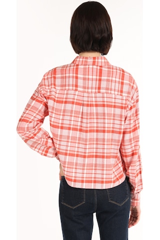 Colin's Colins Regular Fit Kareli Crop Turuncu Kadın Uzun Kol Gömlek Cl1065059 Lıght Orange Turuncu